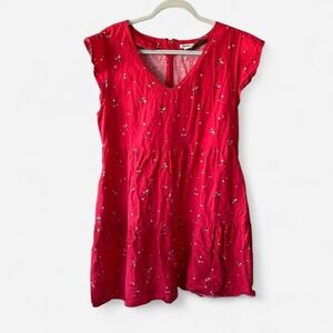 Goodthreads Red Cottagecore Tiered Dress w/ cap sleeves and cotton pattern Sz Lg